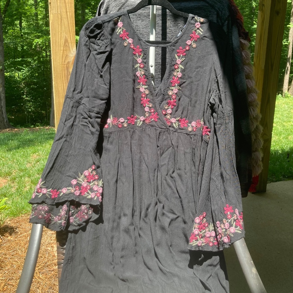 Elegant Embroidered Floral Fall Dress